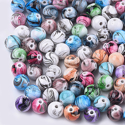 Opaque Spray Painted Acrylic Beads, Round, Mixed Color, 12x11mm, Hole: 2mm, about 520pcs/500g(MACR-S361-22B)