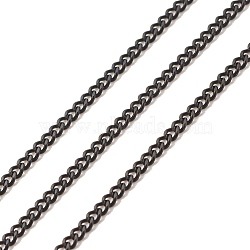 304 Stainless Steel Curb Chains, Soldered, with Spool, Electrophoresis Black, 2.5x2x0.5mm, about 32.81 Feet(10m)/Roll(CHS-E005-02EB)