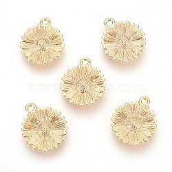 Brass Charms, Nickel Free, Real 18K Gold Plated, Flower, 14.5x12x2mm, Hole: 1.5mm(X-KK-Q735-384G)