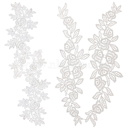 2 Sets 2 Style Lace Embroidery Costume Accessories, Applique Patch, Sewing Craft Decoration, Flower, White, 2pcs/set, 1 set/style(DIY-GF0004-91)