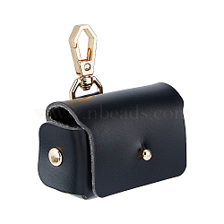 PU Imitation Leather Wedding Ring Pouch, Jewelry Storage Bags, with Light Gold Tone Snap Buttons, Black, 4.35x7x4.4cm(ABAG-WH0038-45A)