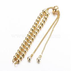 Brass Chain Bracelet Making, Slider Bracelets Making, Cadmium Free & Nickel Free & Lead Free, Real 18k Gold Plated, 9 inch(230mm), Hole: 1.5mm(KK-G291-02G-NR)