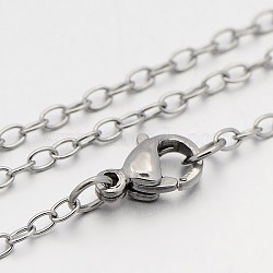 304 Stainless Steel Cable Chain Necklaces, with Lobster Claw Clasps, Stainless Steel Color, 23.5 inch(59.7cm), 3x2.3mm(STAS-O053-06P)
