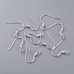 304 Stainless Steel Earring Hooks, Ear Wire, Silver, 17x18.5x2.5mm, Hole: 1.8mm, 20 Gauge, Pin: 0.8mm(STAS-K210-26S)