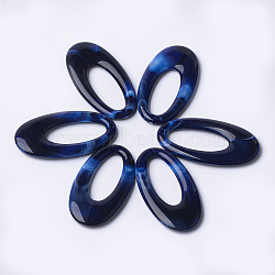 Acrylic Pendants, Imitation Gemstone Style, Oval, Dark Blue, 47x25x4.5mm, Hole: 1.8mm, about 170pcs/500g(OACR-T007-06I)