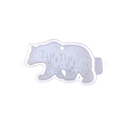 Bear with Plant DIY Food Grade Silicone Pendant Molds, Resin Casting Molds, for UV Resin, Epoxy Resin Jewelry Making, White, 40x75x6mm(WG18168-02)