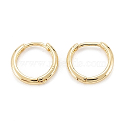 Brass Huggie Hoop Earrings, Ring, Real 18K Gold Plated, 12 Gauge(2mm), 13.5x13x2mm, Pin: 1mm(X-KK-D063-04G)
