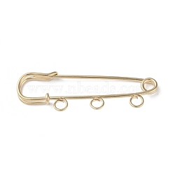 Iron Brooch Findings, 3-Holes Kilt Pins for Lapel Pins Makings, Light Gold, 50x17x5mm, Hole: 3.5mm(FIND-D036-03KCG)