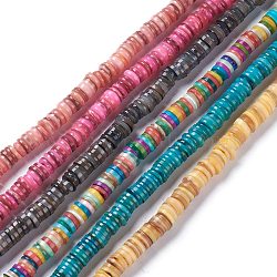 Natural Freshwater Shell Beads Strands, Dyed, Heishi Beads, Flat Round/Disc, Mixed Color, 8~8.5x1~3mm, Hole: 1mm, about 182~200pcs/strand, 15.39 inch(39.1cm)(BSHE-I016-04)