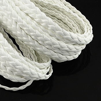 Braided Imitation Leather Cords, Herringbone Bracelet Findings, White, 5x2mm, about 109.36 yards(100m)/bundle