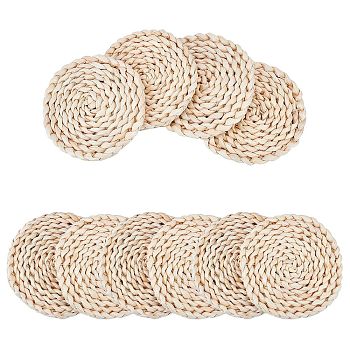 Handmade Corn Straw Woven Placemats, Heat Insulation Pads, for Dining Table, Antique White, 9.5x9.8x1cm