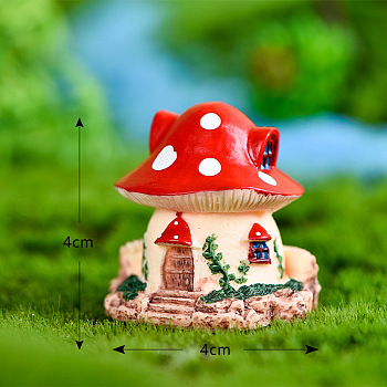 Resin Miniature Mini Mushroom House, Home Micro Landscape Decorations, for Fairy Garden Dollhouse Accessories Pretending Prop Decorations, Red, 40x40mm