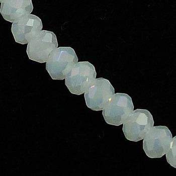 Opaque Solid Color Crystal Glass Rondelle Beads Strands, Faceted, White, 3.5x2.5~3mm, Hole: 1mm, about 138pcs/strand, 12.9 inch