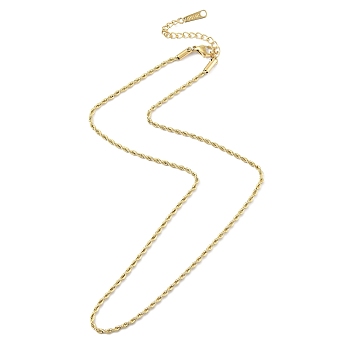 Ion Plating(IP) 304 Stainless Steel Rope Chain Necklace for Men Women, Real 14K Gold Plated, 16.50 inch(41.9cm)