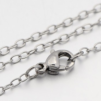 304 Stainless Steel Cable Chain Necklaces, with Lobster Claw Clasps, Stainless Steel Color, 23.5 inch(59.7cm), 3x2.3mm