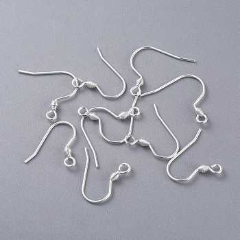 304 Stainless Steel Earring Hooks, Ear Wire, Silver, 17x18.5x2.5mm, Hole: 1.8mm, 20 Gauge, Pin: 0.8mm