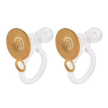 304 Stainless Steel Clip-on Earrings Findings, Real 18K Gold Plated, 13x6mm, Hole: 1mm