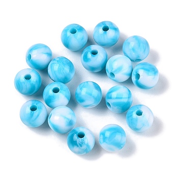 Opaque Acrylic Beads, Round, Dark Turquoise, 8mm, Hole: 1.5mm, about 1800pcs/500g