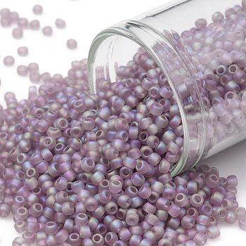 TOHO Round Seed Beads, Japanese Seed Beads, (166F) Transparent AB Frost Light Amethyst, 11/0, 2.2mm, Hole: 0.8mm, about 50000pcs/pound