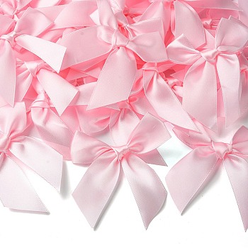Polyester Satin Ornament Accessories, Bowknot, Pearl Pink, 85x85mm