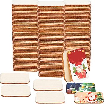 Poplar Wood Cabochon, Rectangle, Blank Tag, BurlyWood, 49.5x33x2.5mm