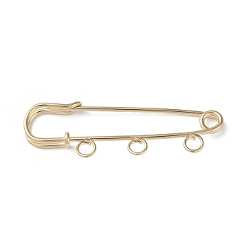 Iron Brooch Findings, 3-Holes Kilt Pins for Lapel Pins Makings, Light Gold, 50x17x5mm, Hole: 3.5mm