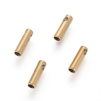 Ion Plating(IP) 304 Stainless Steel Cord Ends, End Caps, Column, Golden, 7x2mm, Hole: 1mm, Inner Diameter: 1.5mm