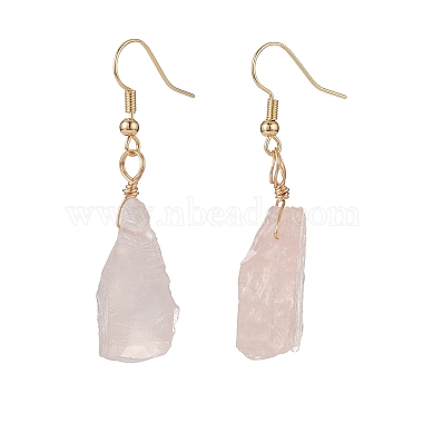 Boucles d'oreilles pendantes pépites irrégulières en quartz rose naturel(EJEW-JE05018-02)-2