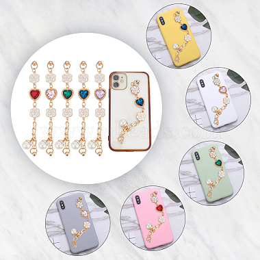 WADORN 5 Sets 5 Colors Retro Love Heart Jewelry Phone Case Chain Strap(AJEW-WR0001-40)-6