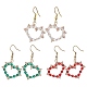 Glass Beaded Heart Dangle Earrings with 304 Stainless Steel Pins(EJEW-JE05328)-1