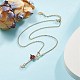 Alloy Enamel Rose with Butterfly Lariat Necklaces with 304 Stainless Steel Chains(NJEW-JN04321)-5
