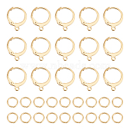 40Pcs 304 Stainless Steel Leverback Earring Findings, with Horizontal Loops and 60Pcs Open Jump Rings, Golden, 14.5x12.5x2mm, Hole: 1.2mm(STAS-UN0041-83)