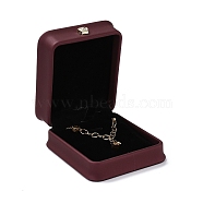 PU Leather Jewelry Box, with Resin Crown, for Pendant Packaging Box, Square, Dark Red, 8.5x7.3x4cm(CON-C012-04B)