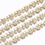 Brass Chains, Butterfly Link Chains, Unwelded, with Spool , Real 16K Gold Plated, Butterfly: 9x8x2.3mm, Heart: 5.8x6.3x2.1mm, about 16.4 Feet(5m)/roll(CHC-S009-006G)