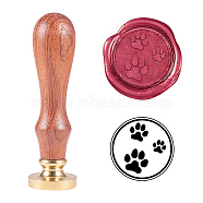 DIY Scrapbook, Brass Wax Seal Stamp and Wood Handle Sets, Dog Paw Prints, Golden, 9cm, Stamps: 2.55x1.45cm(AJEW-WH0096-61D)