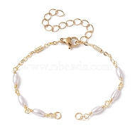 Plastic Imitation Pearl Oval Link Chain Bracelet Making, with Lobster Claw Clasp, Fit for Connector Charms, Golden, 6-1/4 inch(16cm)(AJEW-JB01150-41)