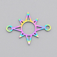 Ion Plating(IP) 201 Stainless Steel Links/Connectors, Laser Cut, Sun, Rainbow Color, 16x21x1mm, Hole: 1.8mm(STAS-T056-LA514)