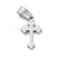 304 Stainless Steel Pendants, Laser Cut, Cross, Stainless Steel Color, 19x11.5x1.5mm, Hole: 3.5x7mm(STAS-L216-30P)
