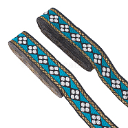 Ethnic Style Embroidery Polyester Ribbons, Jacquard Ribbon, Tyrolean Ribbon, Garment Accessories, Rhombus Pattern, Dark Turquoise, 1-1/4 inch(31mm), 0.5mm, about 7.66 Yards(7m)/pc(OCOR-WH0070-10A-05)