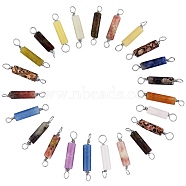 48Pcs 12 Styles Natural Mixed Stone Connector Charms, with Platinum Plated Eco-Friendly Brass Wire Wrapped, Column, Mixed Dyed and Undyed, 23~24x4mm, Hole: 2~2.6mm, 4pcs/style(FIND-SZ006-08)
