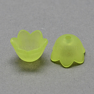 Transparent Acrylic Beads, Frosted Style, Tulip Flower Bead Caps, Lily of the Valley Green Yellow, 10x9x6.5mm, Hole: 1.5mm, about 220pcs/50g(X-FACR-R017-07)