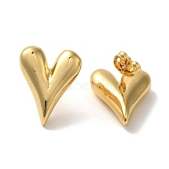 Rack Plating Brass Heart Stud Earrings, Lead Free & Cadmium Free, Long-Lasting Plated, Real 18K Gold Plated, 18.5x15mm(EJEW-L224-65G)