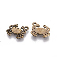 Tibetan Style Pendants, Crab, Cadmium Free & Nickel Free & Lead Free, Antique Bronze, 16x14x3mm, Hole: 2mm(TIBEB-A101934-AB-FF)