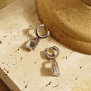 Lock Stainless Steel Hoop Earrings for Women, Stainless Steel Color, 31x10mm(XF0860-2)