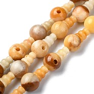 Natural Topaz Jade 3-Hole Guru Bead Strands, for Buddhist Jewelry Making, T-Drilled Beads, 16x10mm, Hole: 2~2.5mm(G-K149-49)