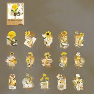 30Pcs 6 Styles PET Waterproof Self-Adhesive Decorative Stickers, Dried Flower Specimen Series Decals for DIY Scrapbooking, Yellow, 75x120x5mm, 5pcs/style(PW-WG84005-02)