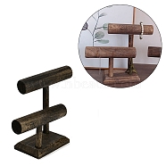 2-Tier Wood T Bar Bracelet Display Stands, with Base, for Bracelet Organizer Holder, Coconut Brown, Finished Product: 27.7x10.8x25.3cm(BDIS-F005-02B)