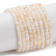 Natural Freshwater Shell Beads Strands, Dyed, Rondelle, Floral White, 2x1mm, Hole: 0.5mm, about 231~235pcs/strand, 14.96''(38cm)(SHEL-P017-01A-02)