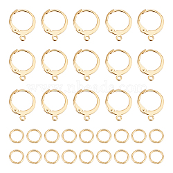 40Pcs 304 Stainless Steel Leverback Earring Findings, with Horizontal Loops and 60Pcs Open Jump Rings, Golden, 14.5x12.5x2mm, Hole: 1.2mm(STAS-UN0041-83)