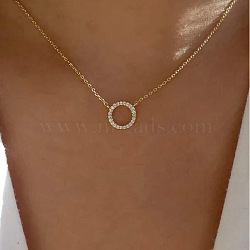 Alloy Pendant Layered Chain Necklaces for Women, Golden, Ring, 17.72 inch(45cm)(WGC39CD-24)